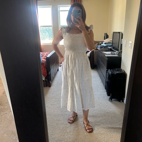 Loft cotton summer midi dress in striped pattern - Picture 3 of 6